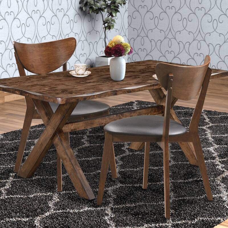 Dining Side Chair with curved Back, Brown & Black, Set of 2 - 31.25 H x 17.75 W x 21.75 L Inches