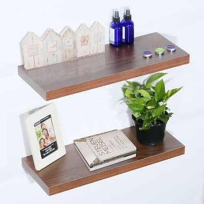 DAVEE Set of 2 JD Walnut Floating Shelves--23.62*9.25*1.5inches - 23.62*9.25*1.5inches