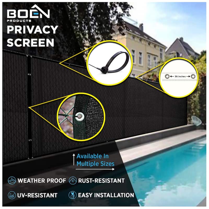 Boen Privacy Netting Black 6' x 100', w/ Reinforced Grommets