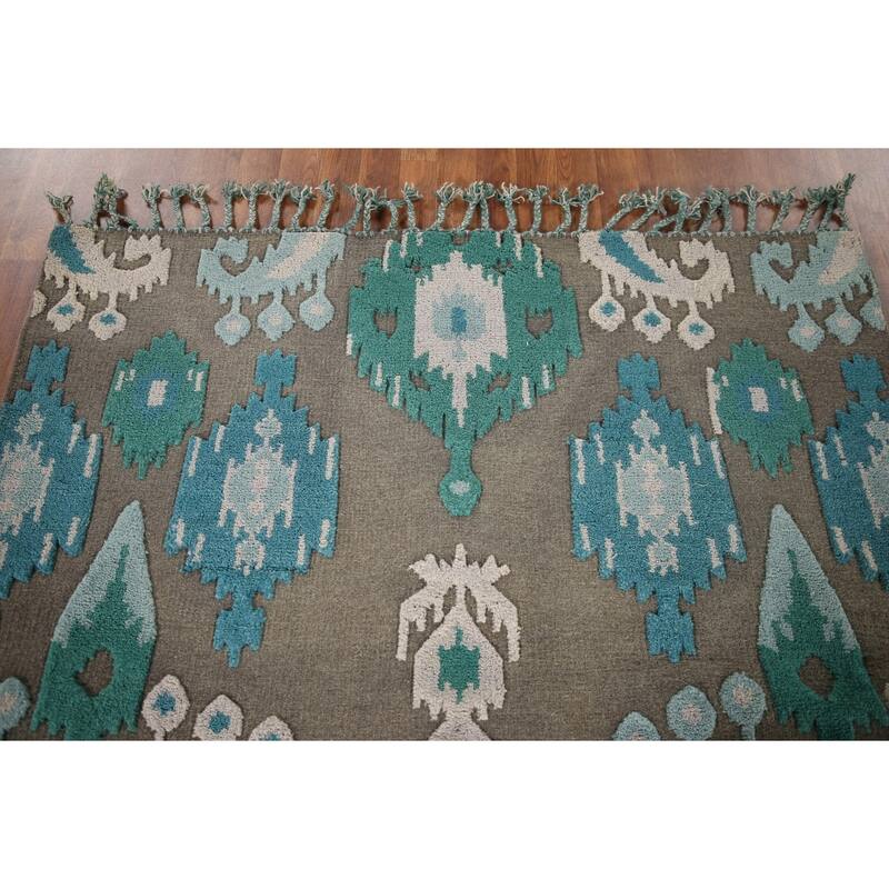 Brown Moroccan Indian Area Rug Hand-Knotted Wool Carpet - 5'1"x 7'11"