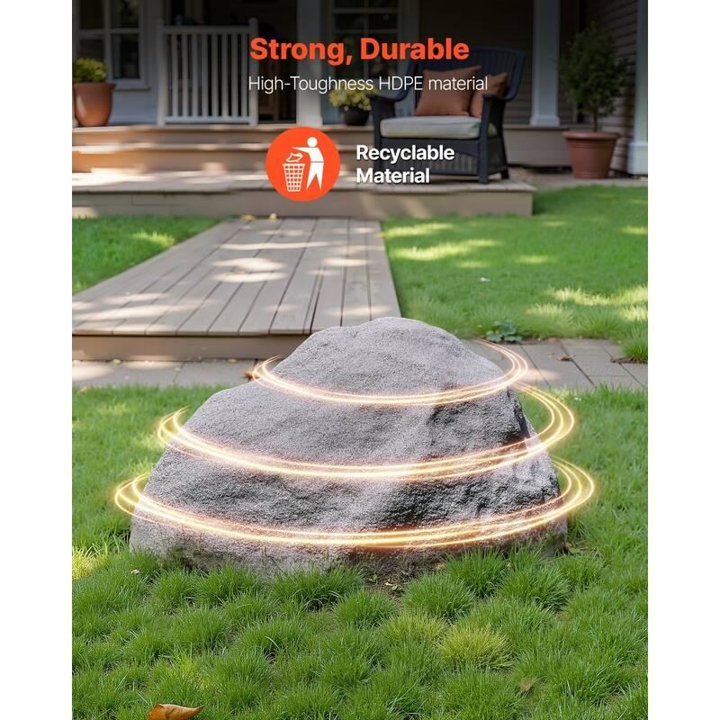 Medium Artificial Rock Cover for Landscaping HDPE Hollow Utility Box and Pipe Concealer with Stakes Weather Resistant