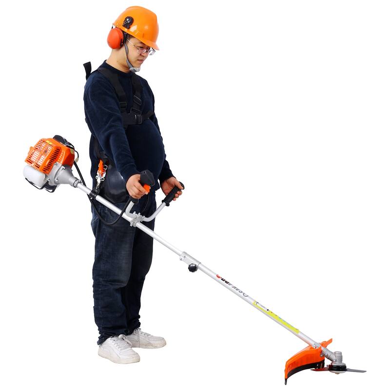 52cc Weed Eater Wacker Gas Powered, 2 in 1 String Trimme with 10" Brush Cutter,Rubber Handle & Shoulder Strap Included