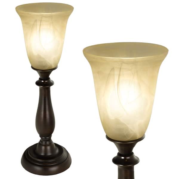slide 2 of 8, Bronze Table Lamp with Alabaster Glass Shade Bronze