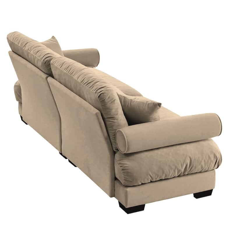 Modern 2-seater Loveseat Sofa with Bolstered Armrests & Pillows