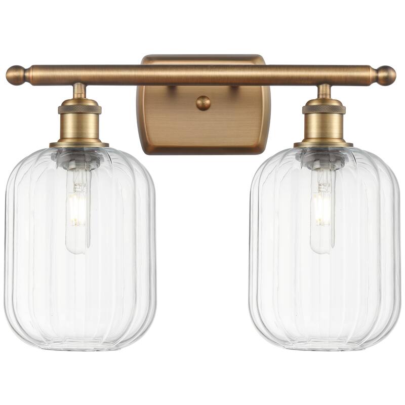 Innovations Lighting Endless Possibilities Ballston - Preston - 2 Light 17" Jar Shade Bath Vanity Light - Clear/Brushed Brass