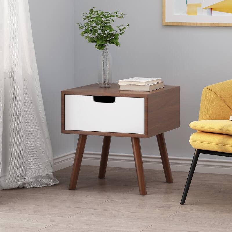 Roomfitters Modern End Table with Storage Drawer, Nightstand for Bedroom or Living Room