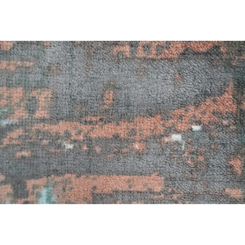 Hand Knotted Oriental Viscose Silk Carpet Modern Abstract Multi-Colored Abstract Area Rug - 4' 0'' X 2' 0''