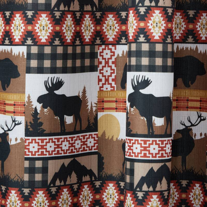 Estate View Moose Lodge Light Filtering Rod Pocket Curtain Panel Pair