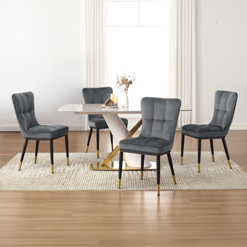 Modern Velvet Upholstered Dining Chairs, Set of 2/4 - 35.8"H x 18.9"W x 23.2"D