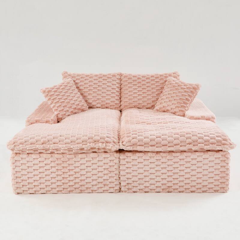 Double Chaise Lounge Sofa Turtle Velvet Sectional Sofa Set Lazy Sleeper Sofa, Full Compressed Sponge