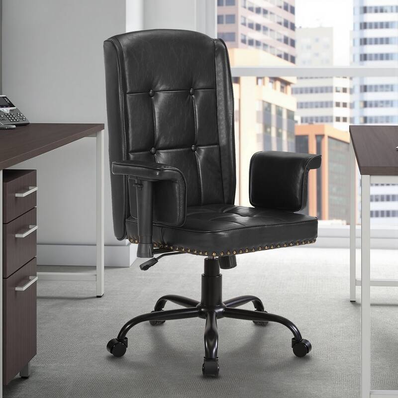 Adjustable Desk Chair Executive Office Chair Computer Chair Ergonomic Mid Back with 360°Swivel Home Office Desk Chair - Black