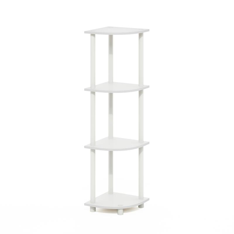 Furinno Turn-N-Tube 4-Tier Corner Display Rack Multipurpose Shelving Unit, Columbia Walnut/Black - White/White
