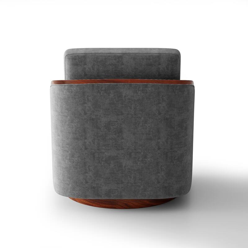 Set of 2 Modern 360° Swivel Accent Barrel Chairs with Wood Arms