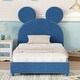preview thumbnail 18 of 30, Velvet Upholstered Bear Ear Platform Bed, Eye-catching Design