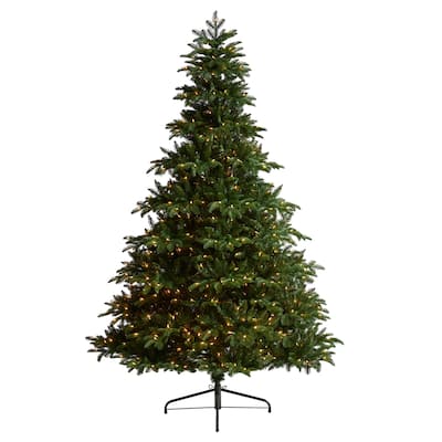 8ft. Spruce Artificial Christmas Tree with 700 Warm White Lights & 3412 Branches - Towering Holiday X-Mas Centerpiece