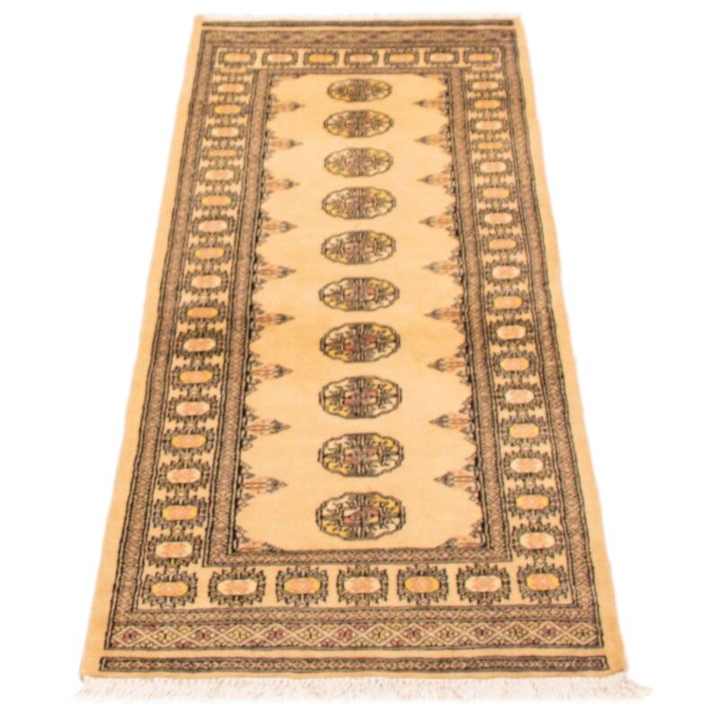 ECARPETGALLERY Hand-knotted Peshawar Bokhara Ivory Wool Rug - 2'8 x 6'11