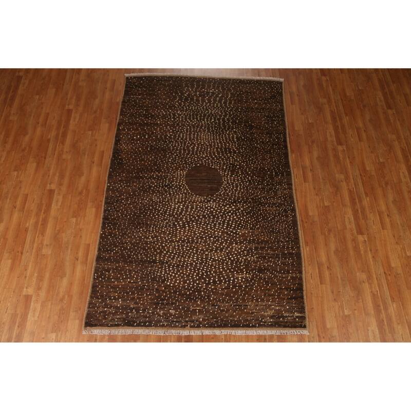 Brown Tribal Moroccan Oriental Area Rug Hand-knotted Wool Carpet - 5'11" x 9'0"