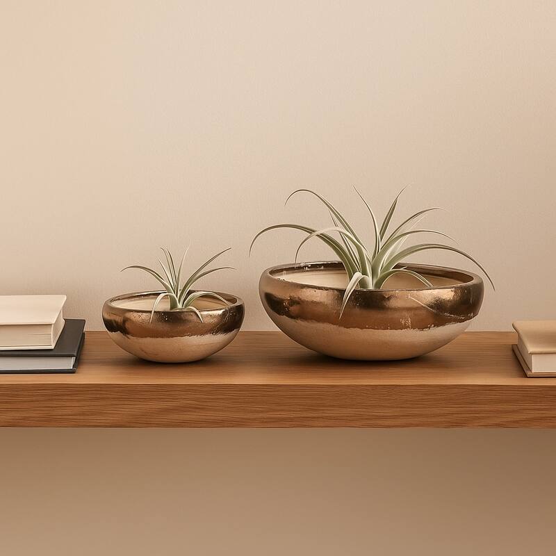 Decorative Round Terracotta Accent Bowl - Set of 2 - 15", 12", Gray