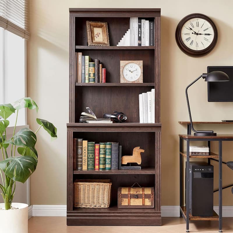 VAUXHILL & CO. Halston Multi-Depth Bookcase, Adjustable Shelving Unit, Cherry - 72.75