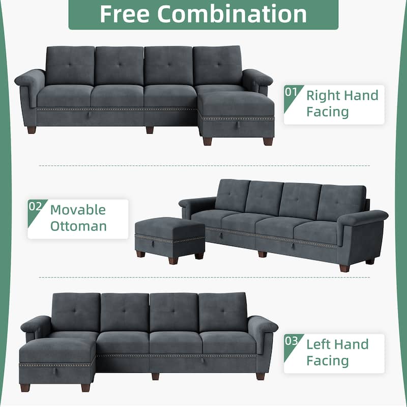 108'' Convertible Sectional Sofa with Seat Storage