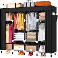 69 Inch Wardrobe Closet for Hanging Clothes with 4 Hanging Rods - 67