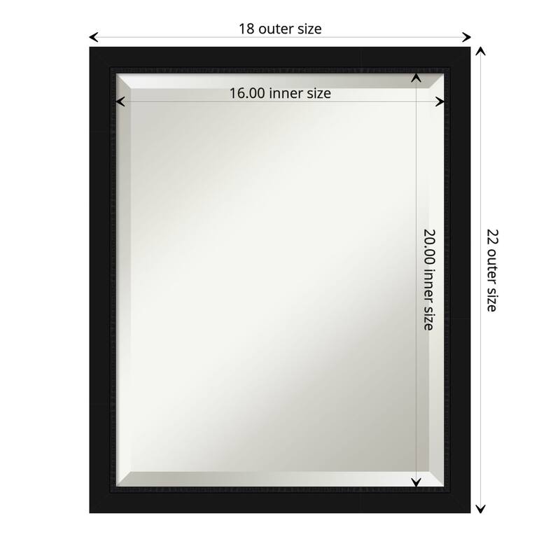 Beveled Bathroom Wall Mirror - Avon Frame - Outer Size: 18 x 22 in - Avon Black Narrow