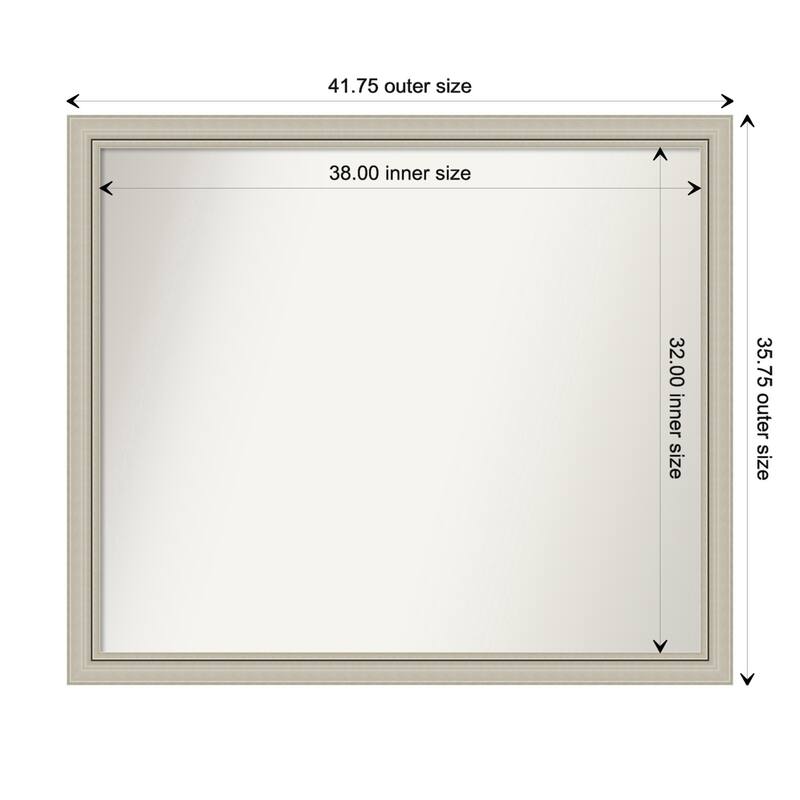 Romano Silver Narrow Framed Non-Beveled Custom Wall Mirror, Bathroom Vanity Mirror - Outer Size: 41.75 x 35.75