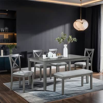 Wooden Dining Rectangular Table with Bench,Kitchen Table with Bench
