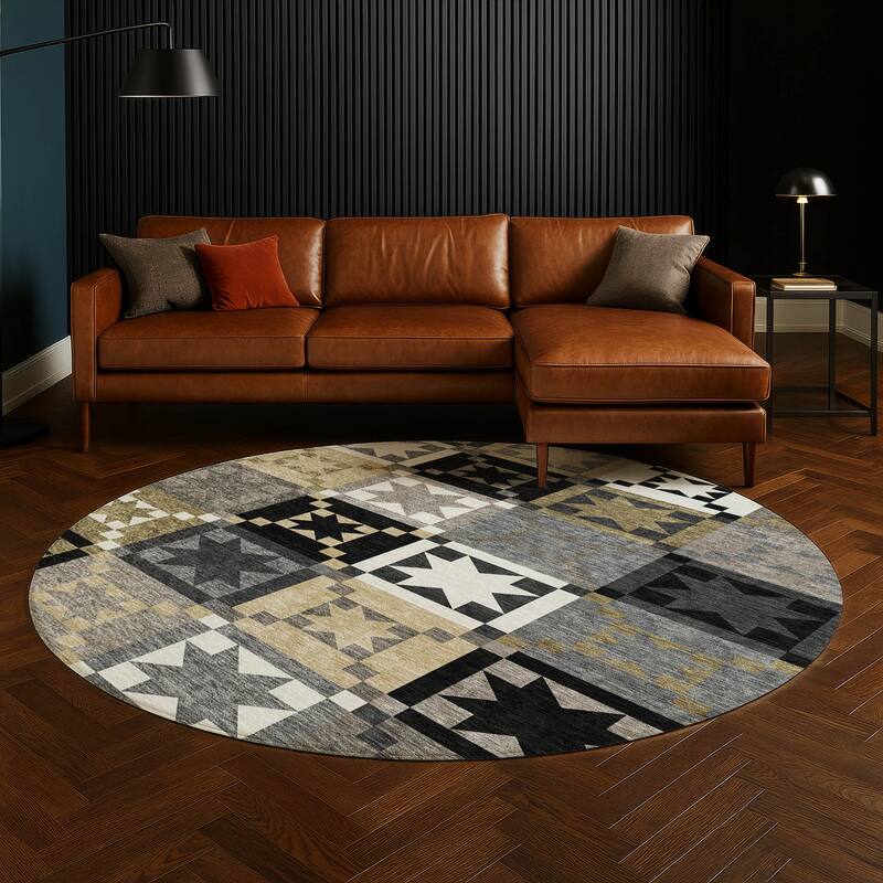 Machine Washable Indoor/ Outdoor Modern Newton Chantille Rug