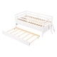 preview thumbnail 28 of 28, Low Loft Elegant Bed Twin Size with Full Safety Fence, Climbing ladder, Storage Drawers and Trundle Gray Solid Wood Bed