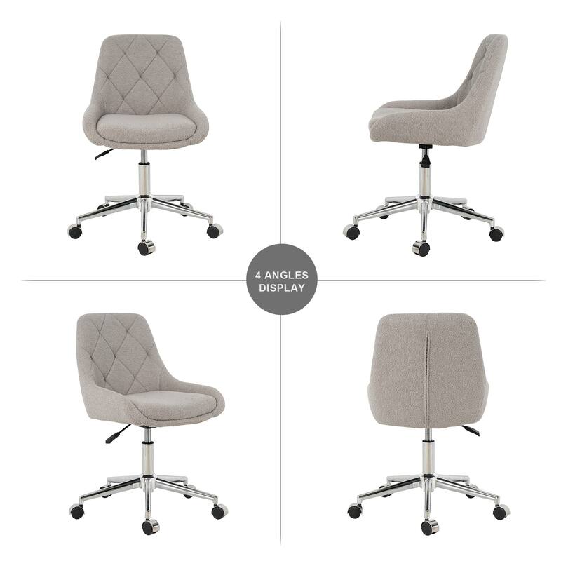 Modern teddy fleece fabric with legs dining chair, lift adjustment, free movement convenient, space saving. (set of 1)