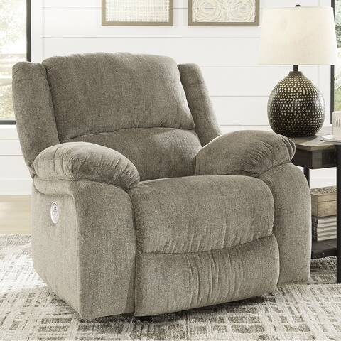 Draycoll Power Rocker Recliner, Light Gray/Tan