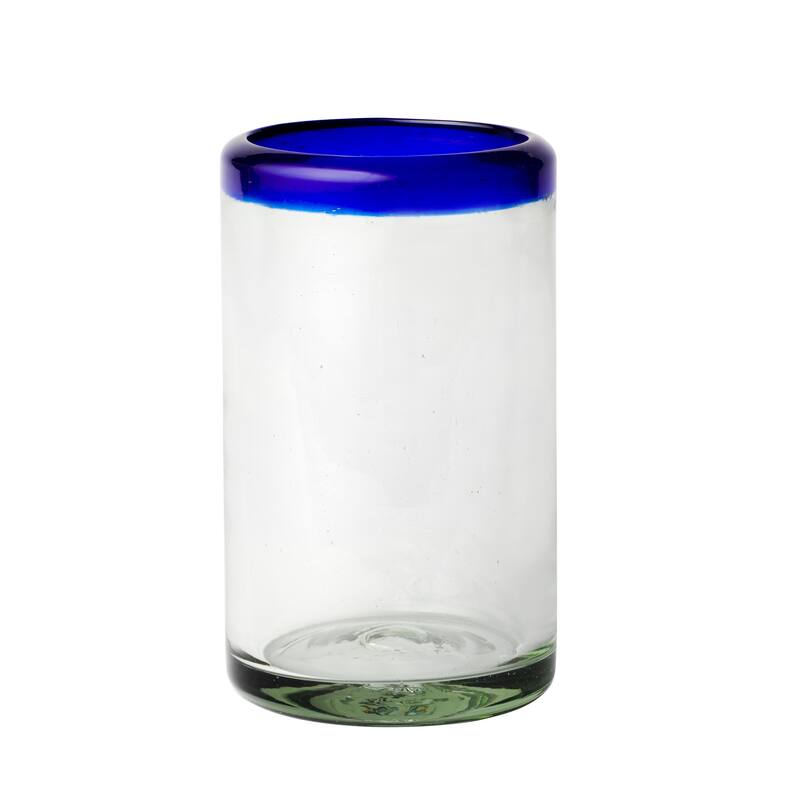 10 Strawberry Street Cobalt Rim Handlown Mexican Glassware, set of 6