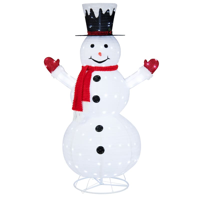 6 FT Lighted Christmas Snowman Outdoor Pop up Snowman w 200 Lights - White