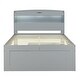 preview thumbnail 47 of 48, Platform Bed with Twin Size Trundle & 2 Drawers, Wooden Storage Bedframe with LED Headboard/Charging Station for Kids Boys Girls