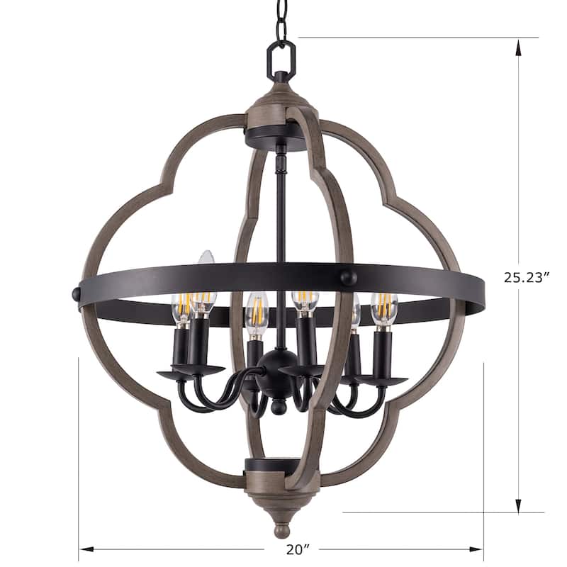 6 Light Unique/Statement Globe Accent Chandelier - 25.04"*19.85"*19.85"