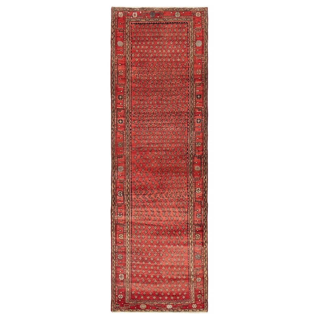 ECARPETGALLERY Hand-knotted Andelz Red Wool Rug - 3'2 x 10'3