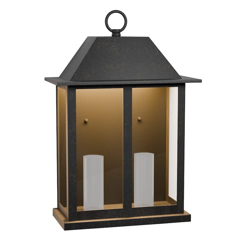 Black Modern Integrated LED Indoor/Outdoor Wall Lantern Sconce - 16.3"x11"x5.3"