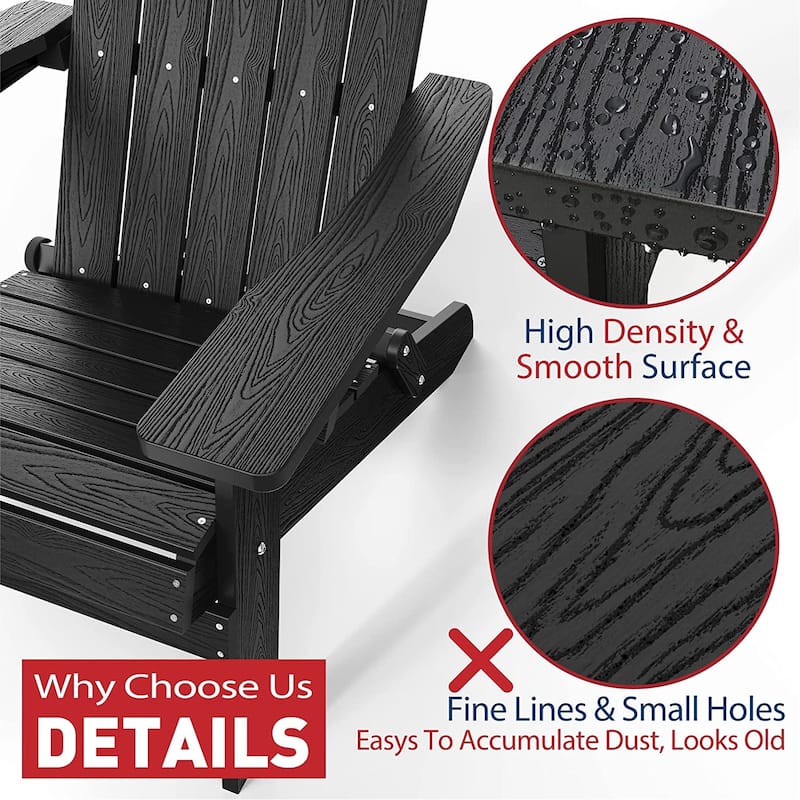 WINSOON All Weather HIPS Outdoor Folding Adirondack Chairs Outdoor Chairs Set of 4