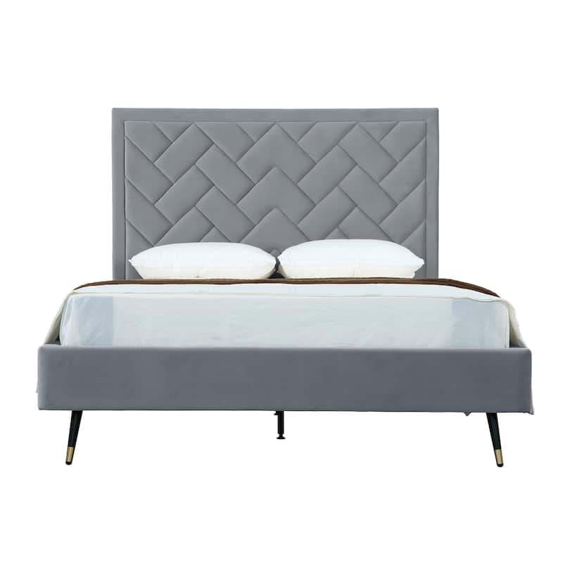Manhattan Comfort Crosby Velvet Upholstered Bed