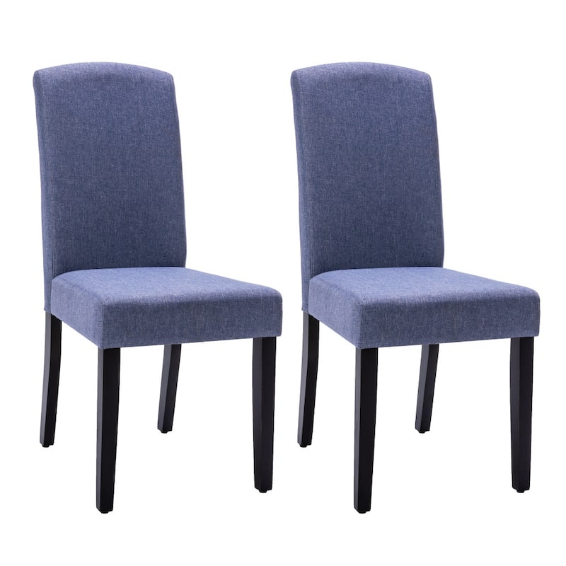HomeRoots Set of Two Navy Blue And Black Upholstered Polyester Dining Parsons Chairs - 17.00 in. x 39.00 in. x 23.50 in.