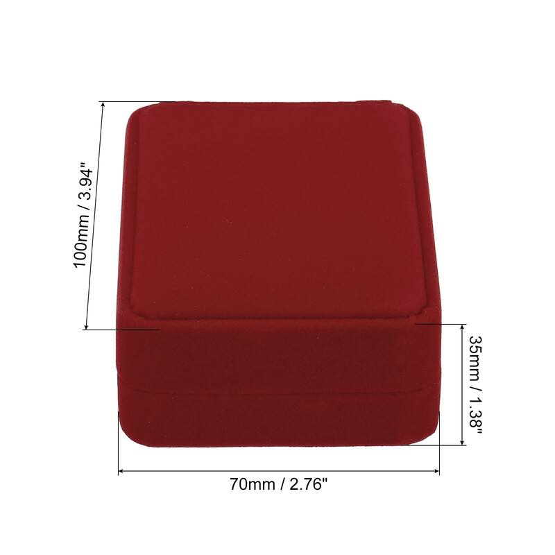 Velvet Necklace Box Single Slot Jewelry Holder for Wedding Style 2 - Dark Red