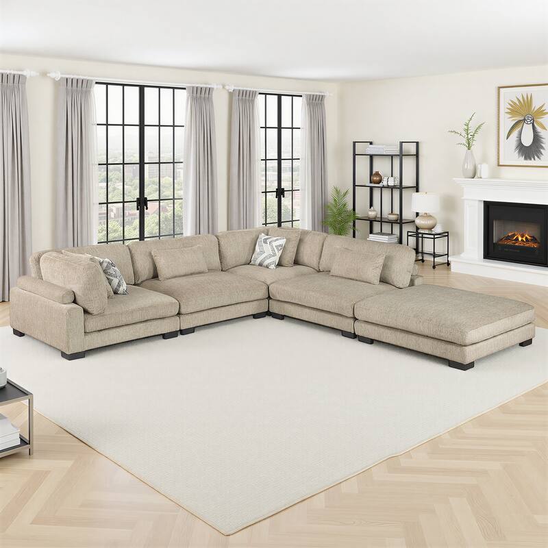 Fremont & Park Abbeville Microfiber 5-Piece Modular Sectional with Ottoman