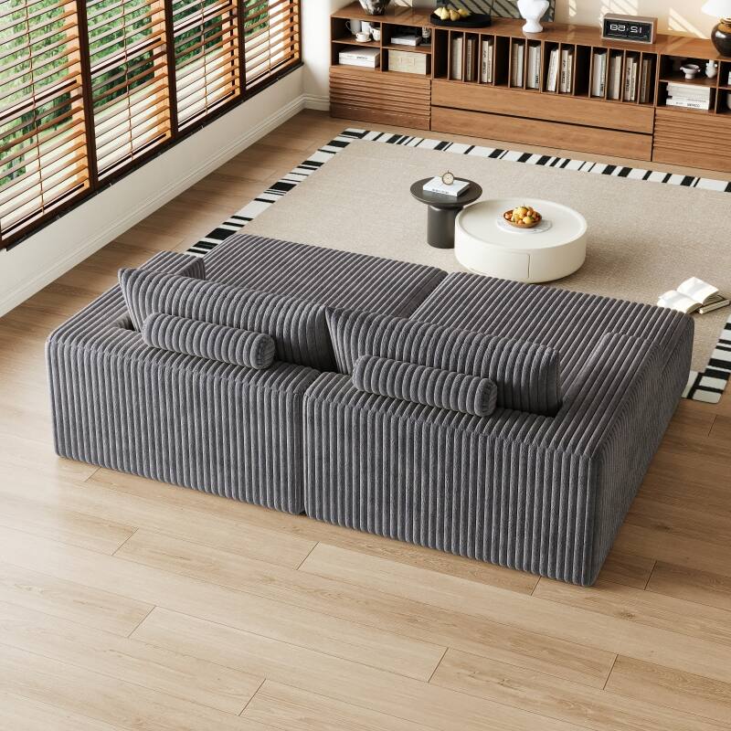 Roomfitters 102" Modern Sectional Lounge Chaise, Cloud Plush Loveseat Sleeper Sofa Bed, No Assembly Recliner Couch