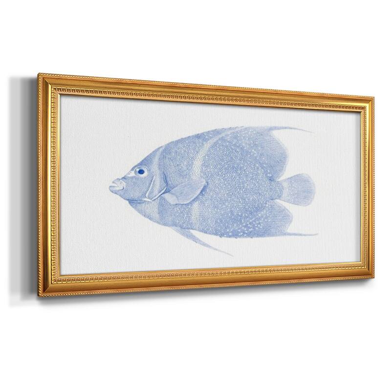 Blue & White Tropical Fish V Premium Framed Canvas- Ready to Hang