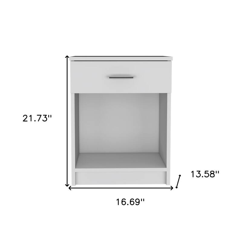HomeRoots 22" White One Drawer Faux Wood Nightstand