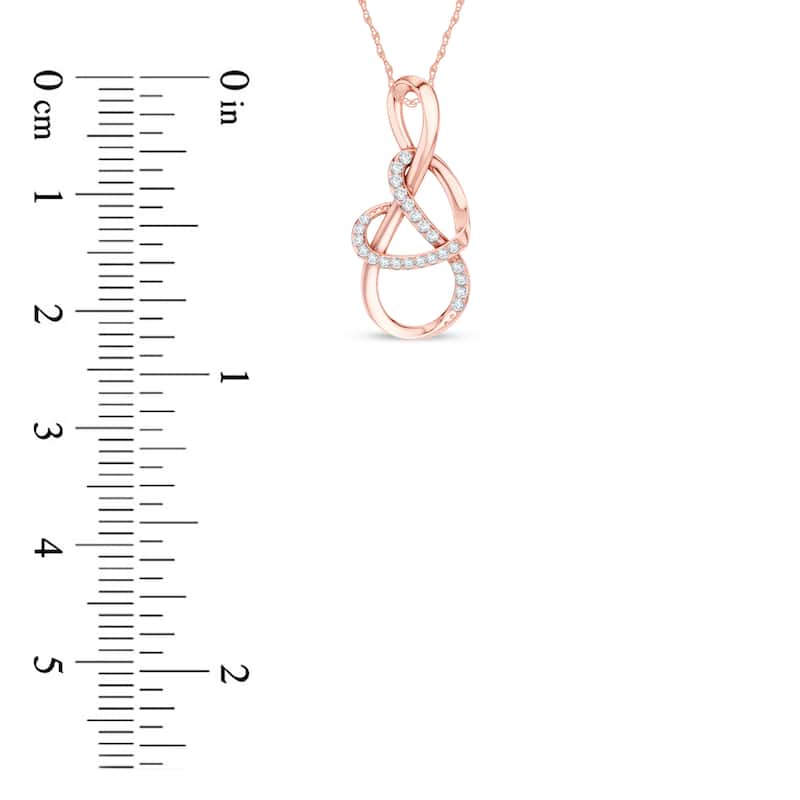 1/10ct TDW Diamond Infinity Heart Pendant Necklace in 10K Gold for Women