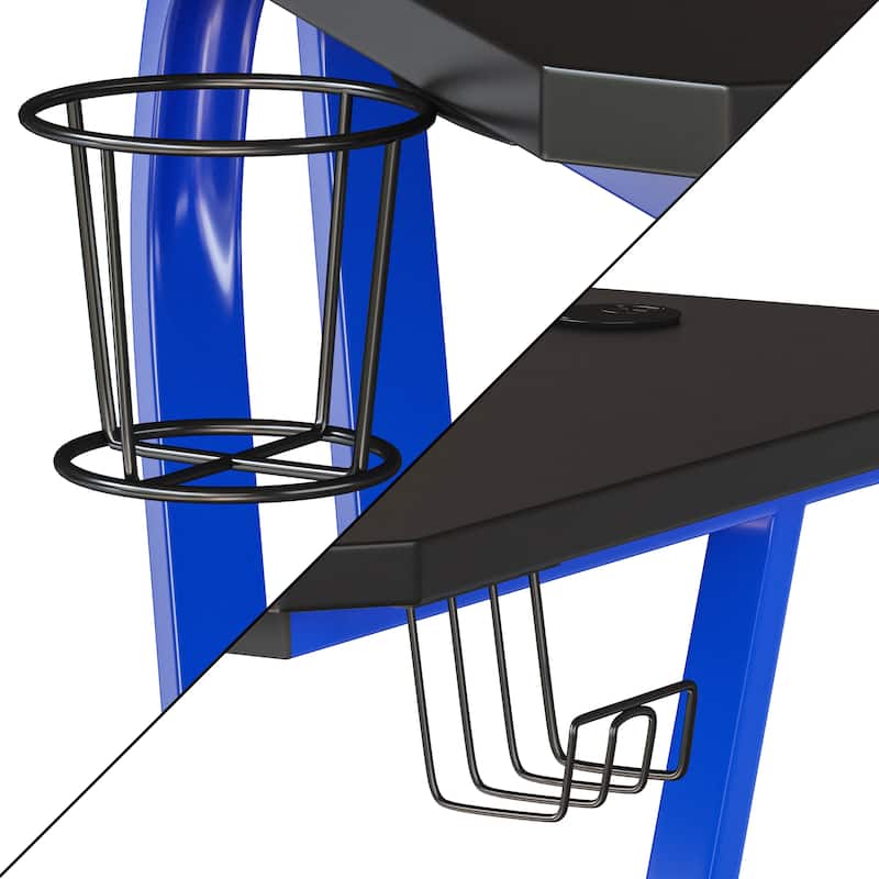 Professional Gaming Ergonomic Desk with Cup Holder and Headphone Hook