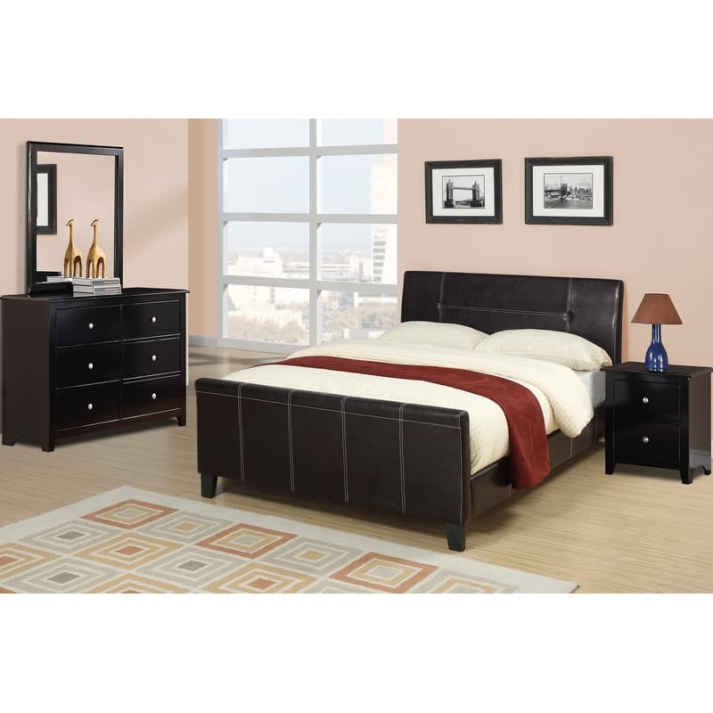 Modern Bedroom Nightstand,2 Drawers Bed Side Table Rubberwood