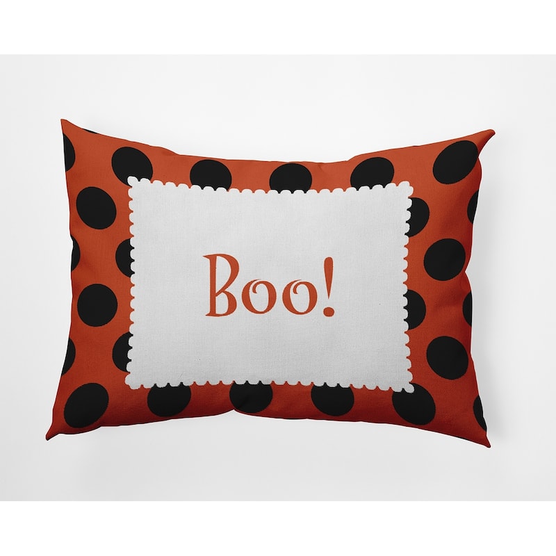 Halloween Boo Dots Accent Pillow - Harvest Orange - 14" x 20"